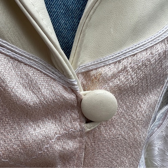 80s Cream & Silver Leather Patchwork Blazer Coat - Picture 12 of 14